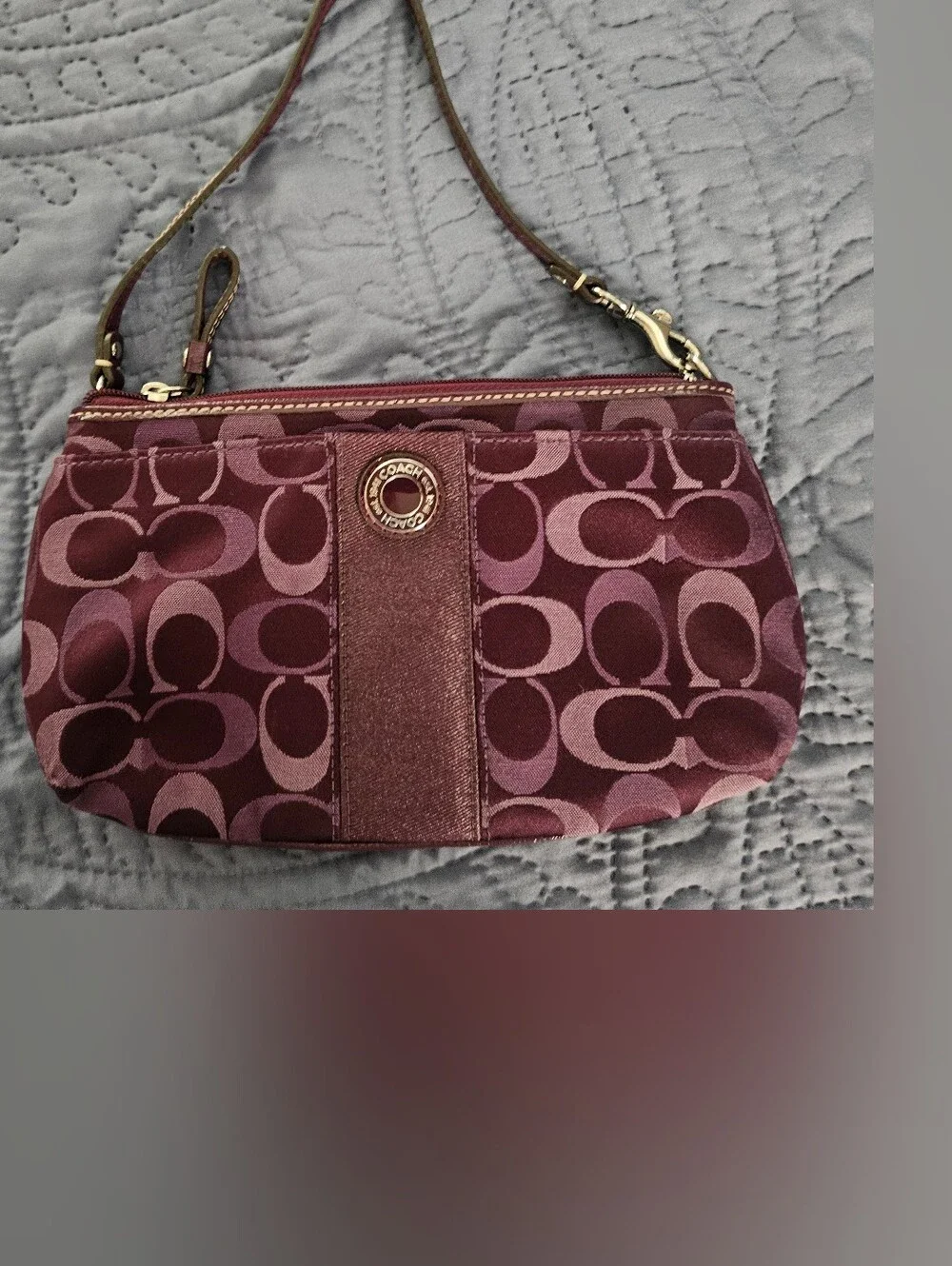 COACH Vintage Y2K Purple Signature C Large Wristlet Clutch Bag